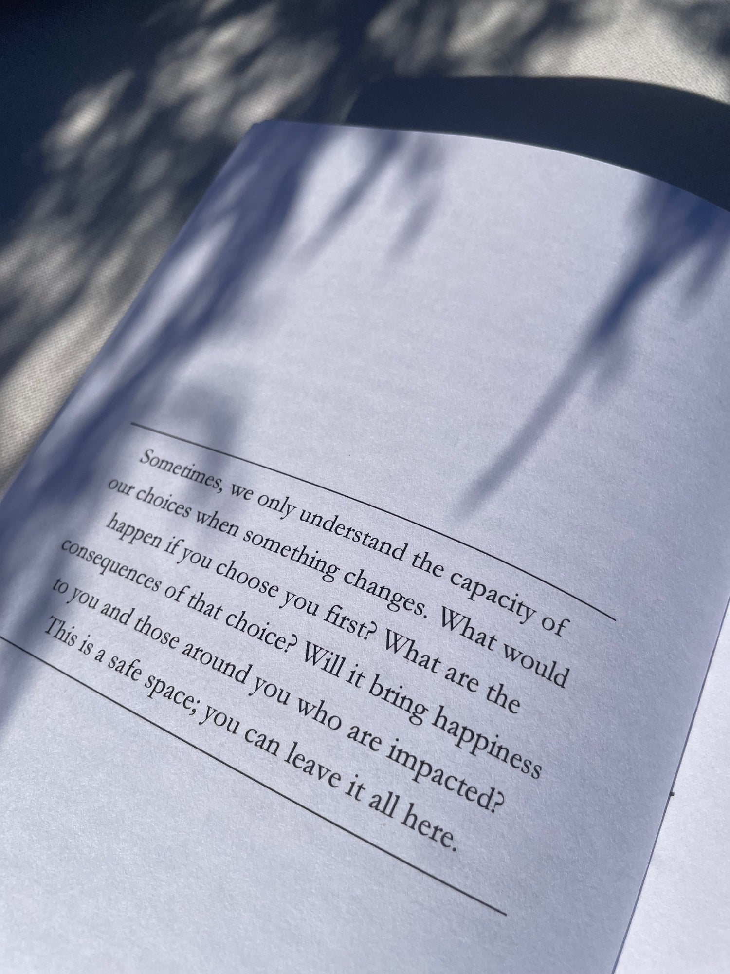 Journal opened to guided prompt